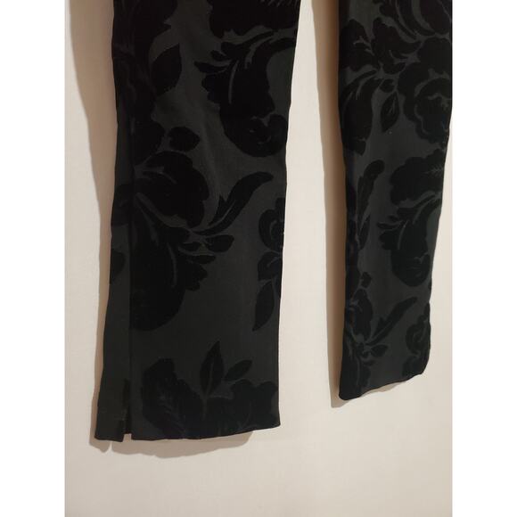 Chico's Juliet Black Velvet Floral Flocked Ankle Pants Womens 4 S Ultimate Fit - Picture 6 of 12
